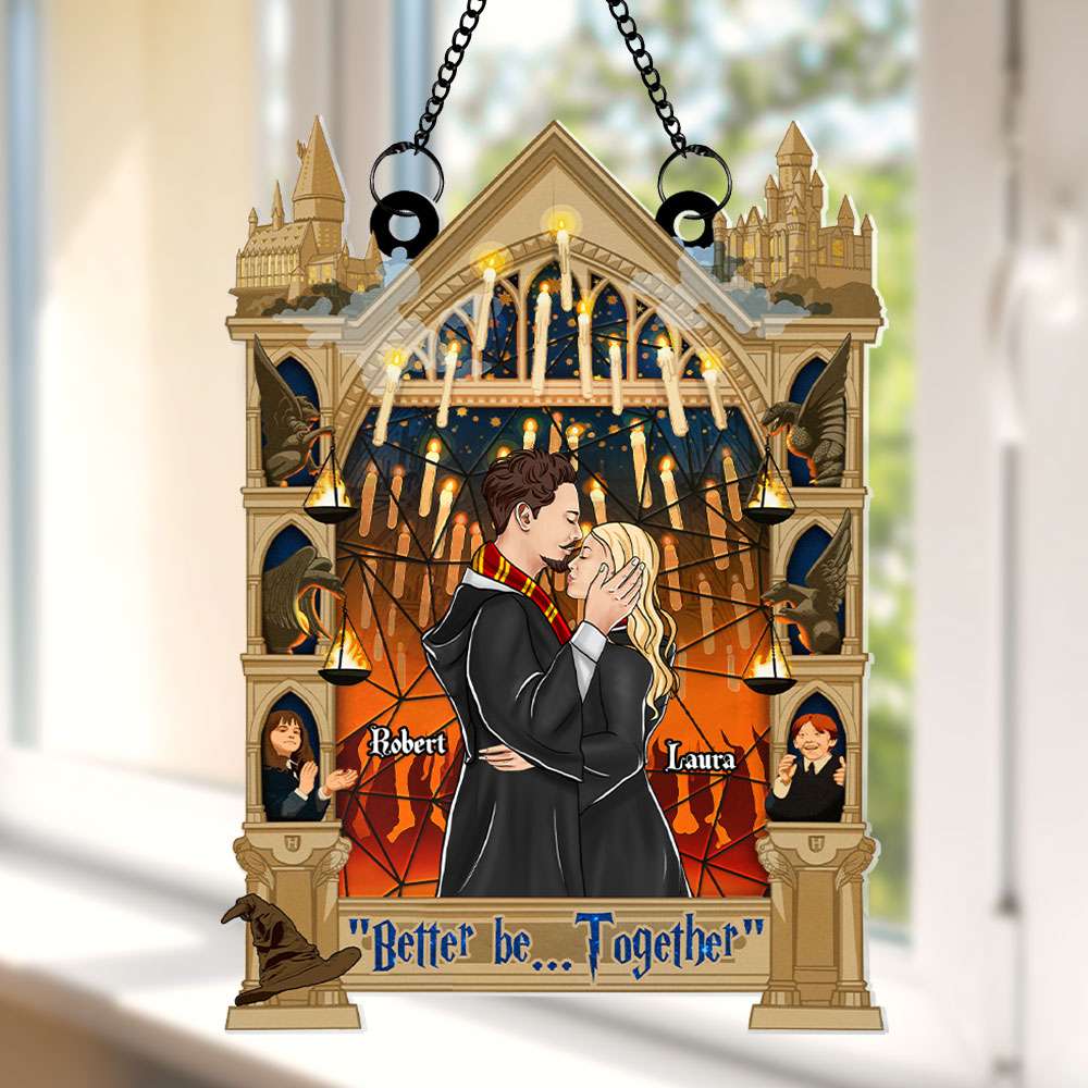 Personalized Magic-Themed Couple's Suncatcher Ornament - Custom Name Design