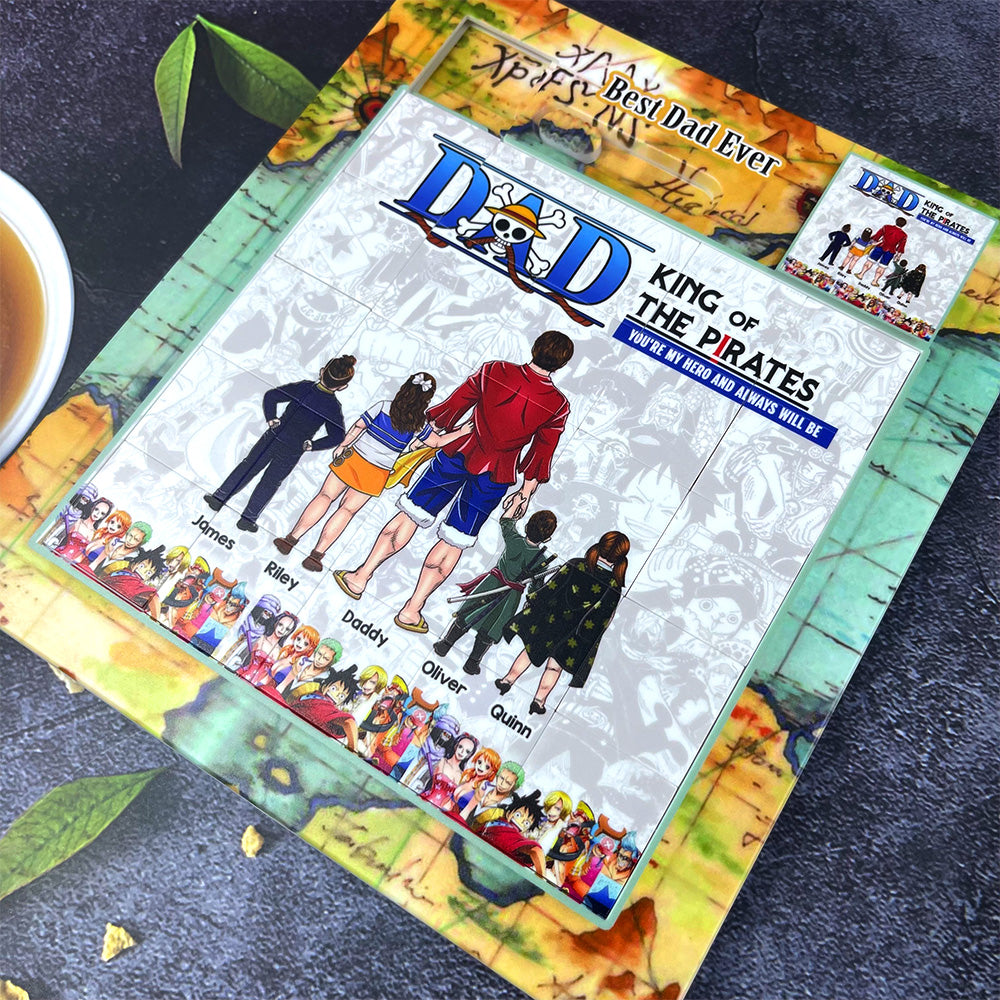 “You're My Hero and Always Will Be” - Best Pirate Dad Sliding Puzzle - Personalized Gift for Dad, Grandpa, and Father Figures Sliding Puzzle PopCulturePrints