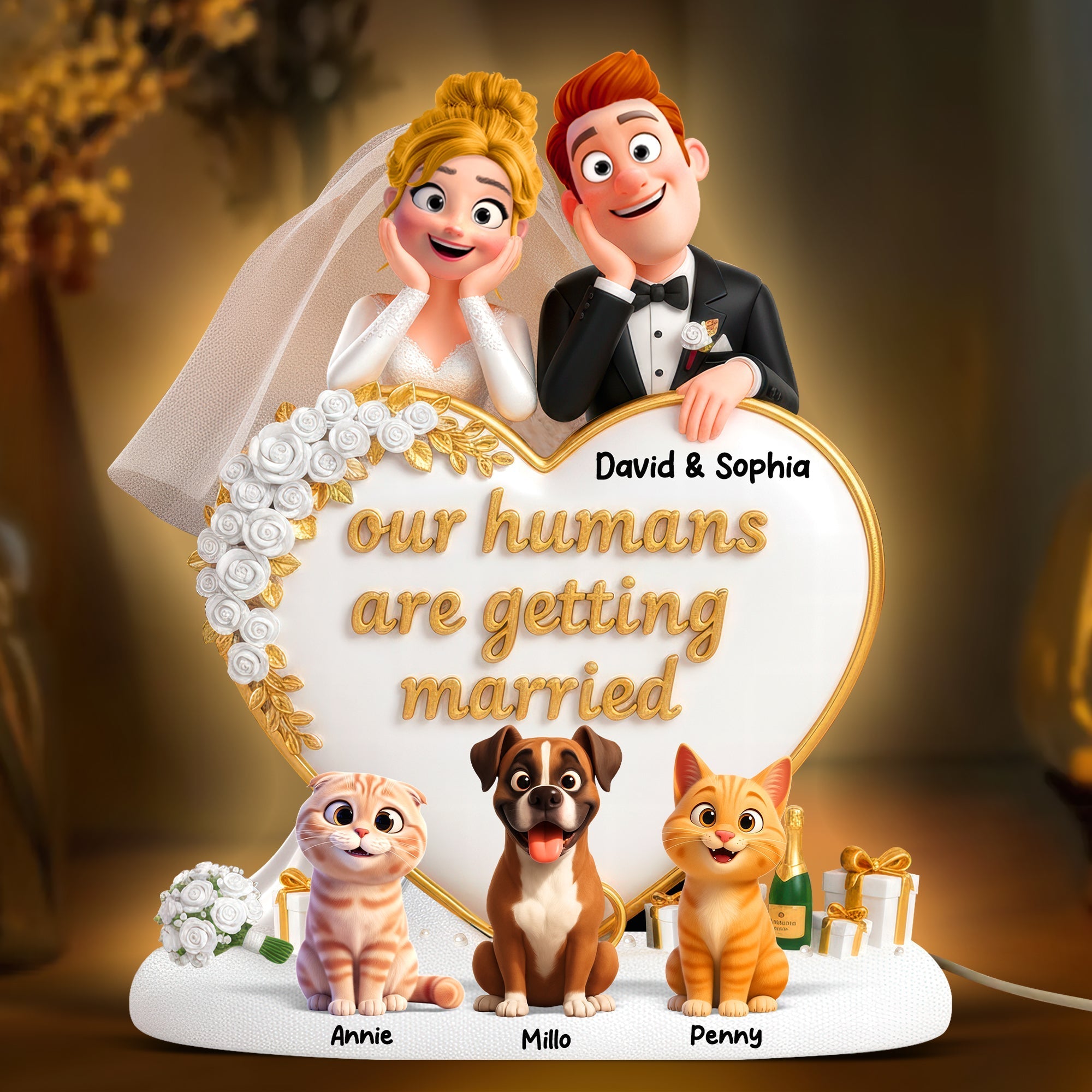 Celebrate Love with Personal Touch – Wedding Couple Light Box – Custom Gifts for Pet Lovers Light Box PopCulturePrints