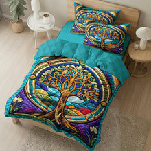 Load image into Gallery viewer, Vibrant Tree of Life Quilt Bed Set - Unique Home Decor Blanket PopCulturePrints
