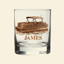 Load image into Gallery viewer, &quot;Sail Away with Joy: Personalized Pontoon Drinking Glass&quot; - Custom 11oz Round Drinking Glass, Perfect Gift for Sea Lovers Whiskey Glass PopCulturePrints
