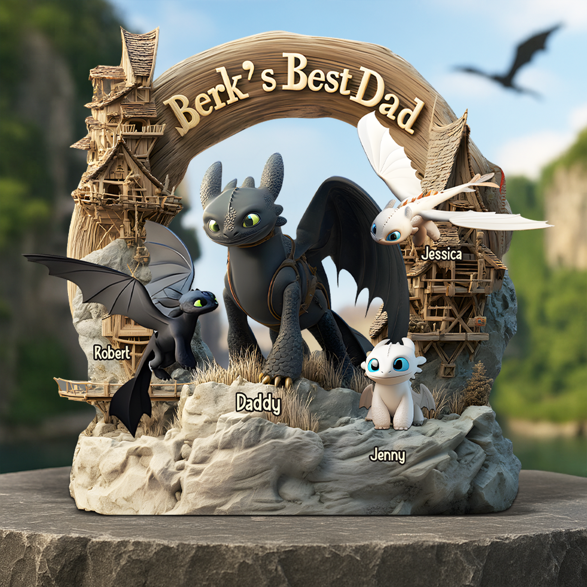 “Berk’s Best Dad” - Unique Custom Dragon Dad Plaque - Personalized Gift for Dads, Grandpas & Fathers Shaped Plaques PopCulturePrints