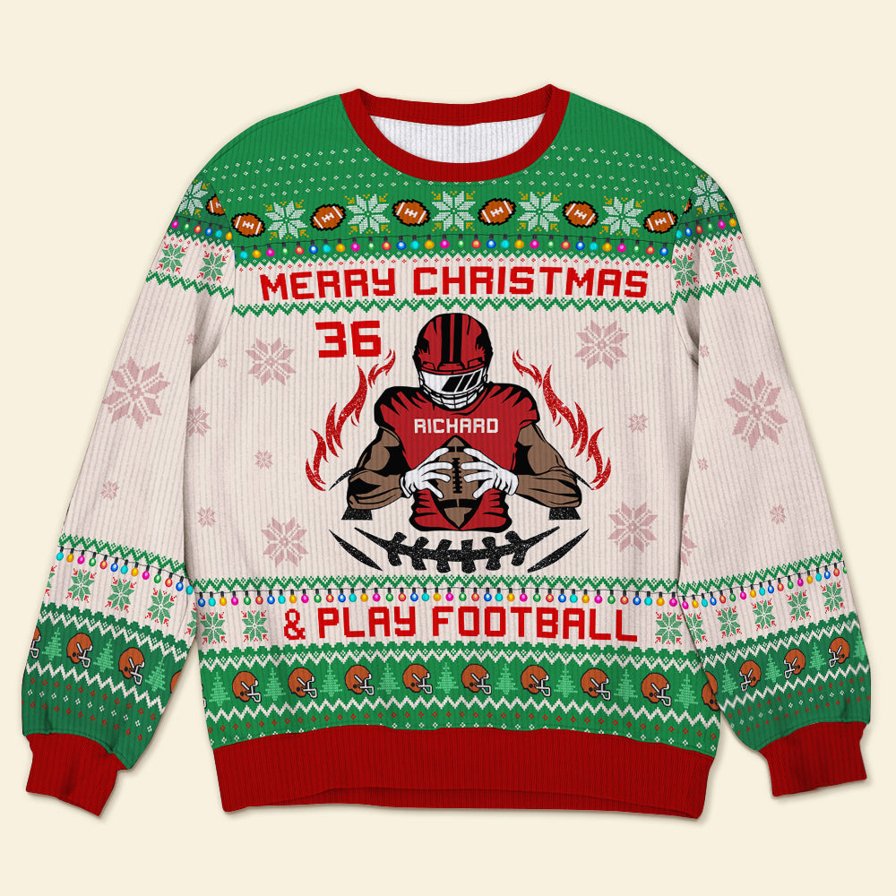 Customizable American Football Ugly Christmas Sweater