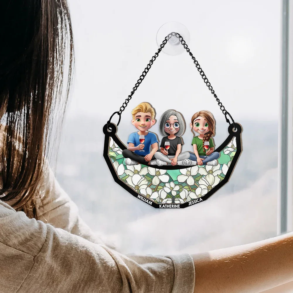 “Together Under the Moon – A Special Bond” - Personalized Window Hanging Suncatcher Ornament - Perfect Gift for Mom, Grandma and Kids Suncatcher Ornament PopCulturePrints