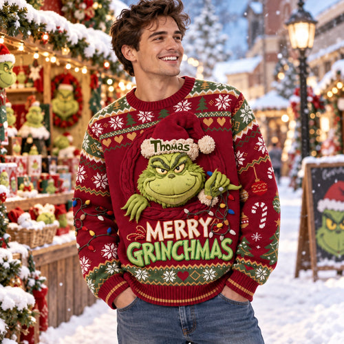 “Make the Season Merry and Bright!” - Funny Mischief Christmas 3D Knitted Ugly Sweater - Personalized Christmas Gift AOP Products PopCulturePrints