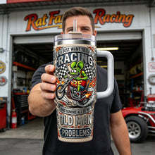 Load image into Gallery viewer, I Just Want to Go Racing! - Personalized Racing Tumbler for Old Man Racing Lovers Tumbler Cup PopCulturePrints
