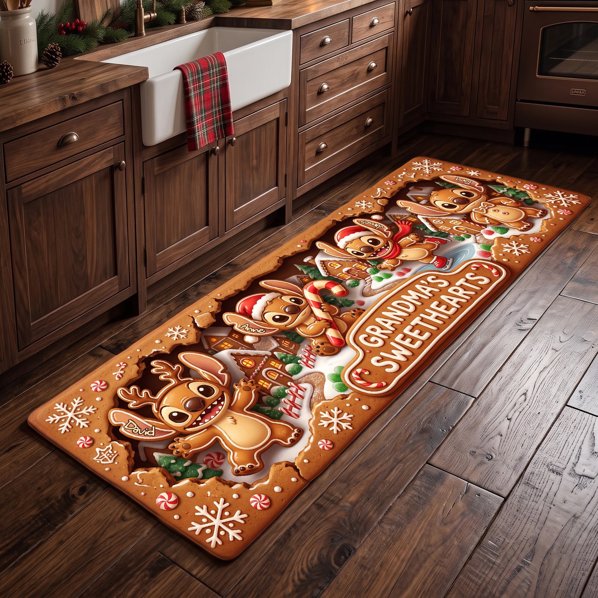 “Sweeten Your Home with a Touch of Love” - Lovely Gingerbread Sweetheart Runner Rug - Personalized Gifts for Family
