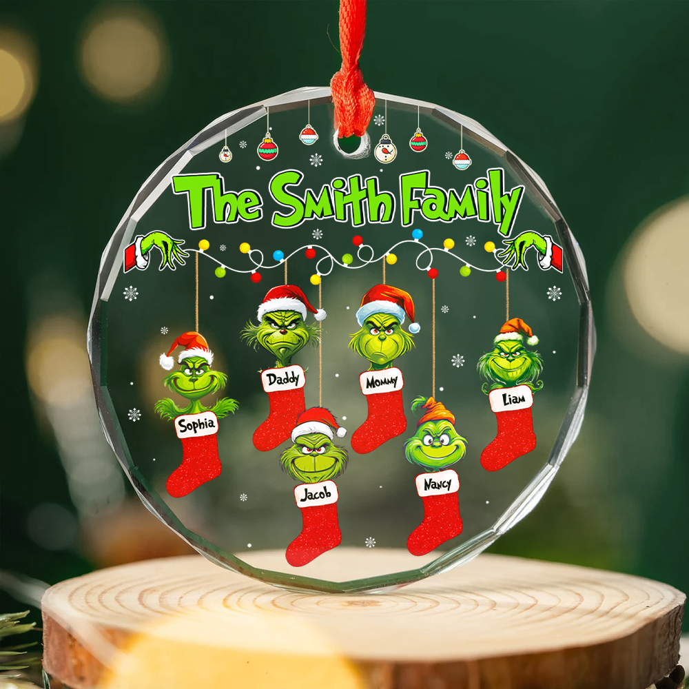 Personalized Grinch Family Christmas Ornament Ornament PopCulturePrints