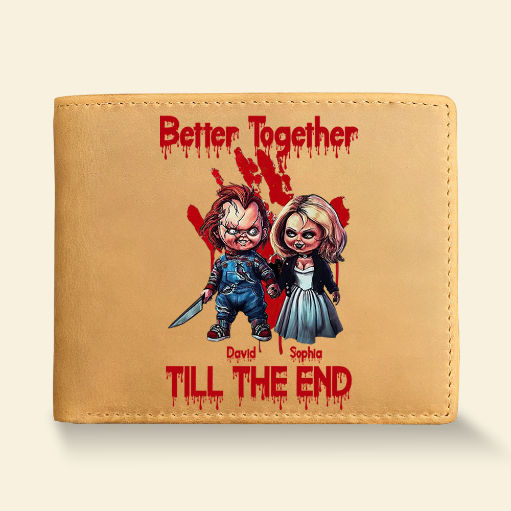 Personalized Horror Couple PU Leather Wallet - Better Together Till the End Leather Wallet PopCulturePrints