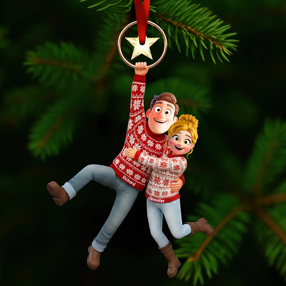 "Celebrate Love with Our Personalized Fun Hanging Couple Ornament - Custom Gift for Your Special Someone" Ornament PopCulturePrints
