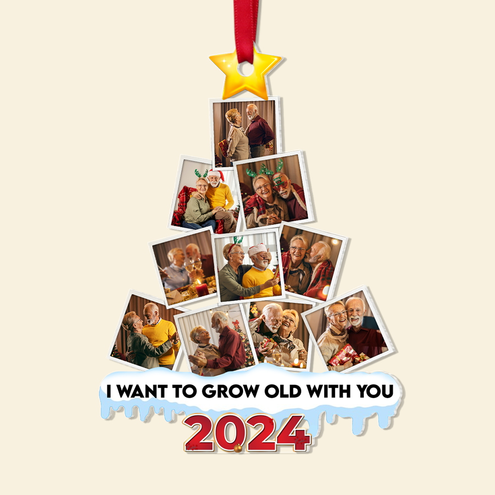 Custom Old Couple Christmas Ornament - Personalized 2024 Keepsake | Valentine's Day Gifts Ornament PopCulturePrints