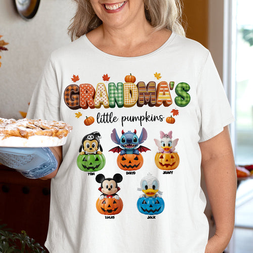 “Grandma's Little Pumpkins” - Personalized Halloween Shirt - Perfect Gift for Grandma & Mom Shirts PopCulturePrints