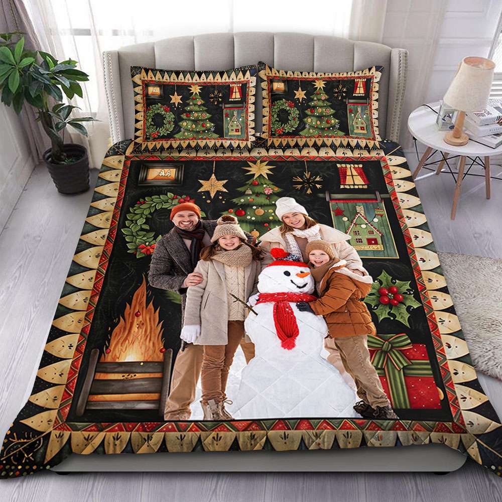Custom Family Photo Quilt Bedding Set - Holiday Edition Blanket PopCulturePrints