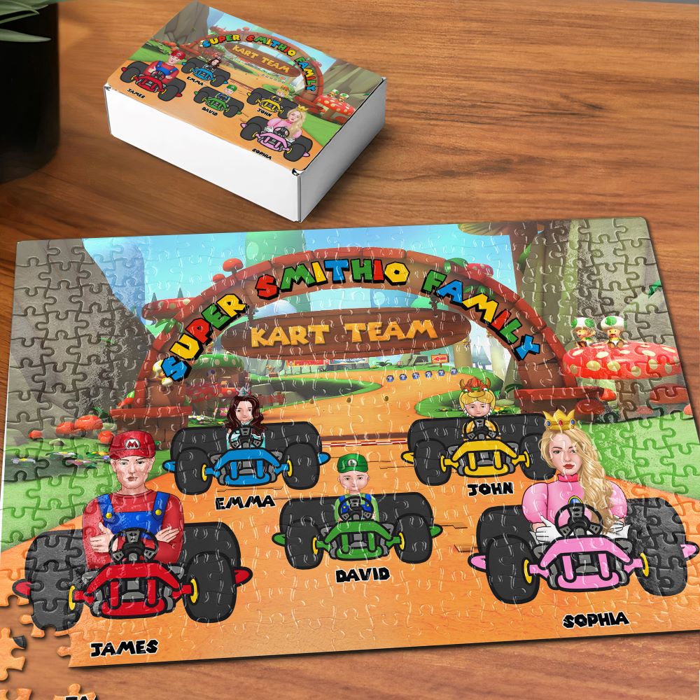 Custom Family Cartoon Racing Jigsaw Puzzle Jigsaw Puzzles PopCulturePrints