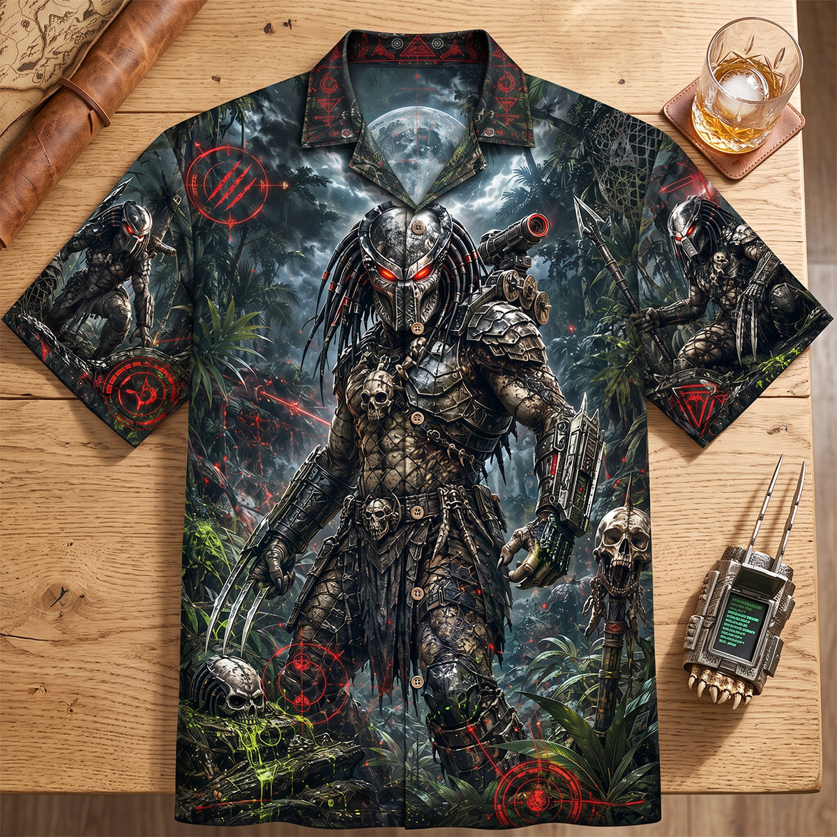 Alien Hunter Hawaiian Shirt - Personalized Gifts 03natn290626 Hawaiian Shirts PopCulturePrints