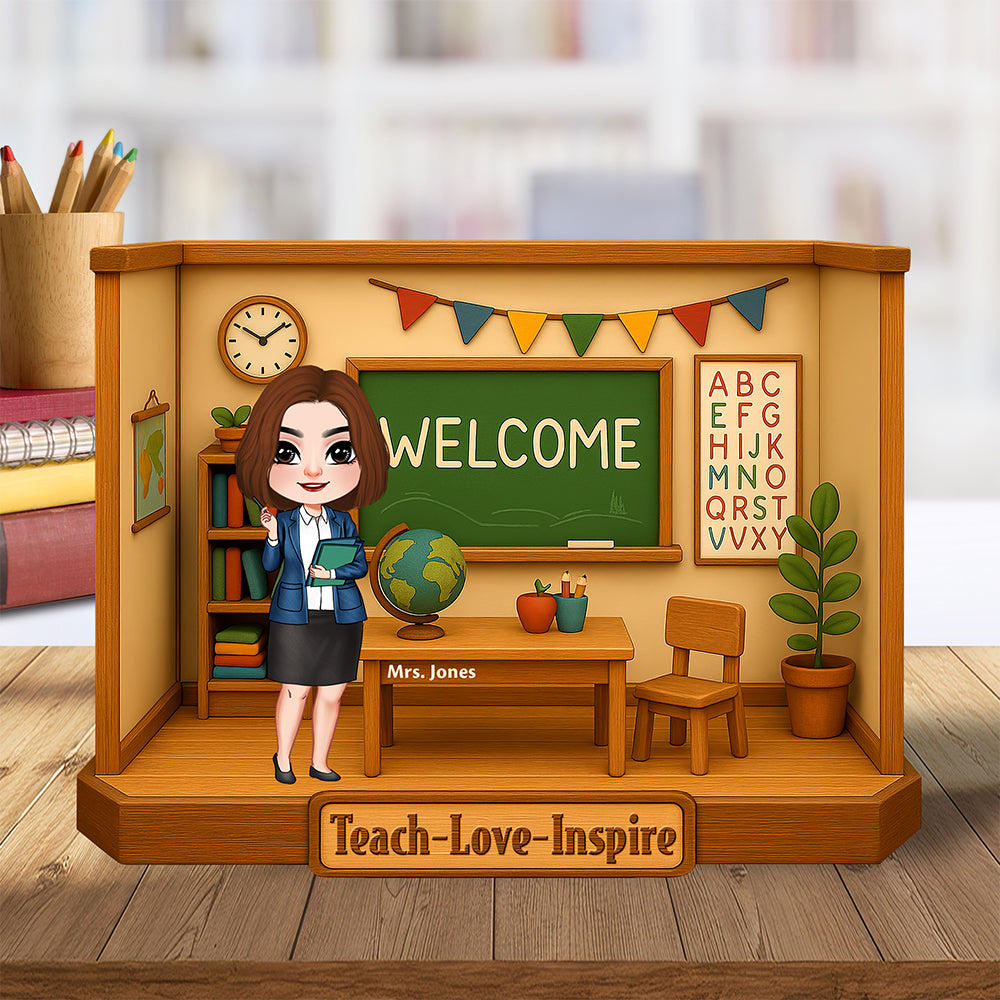 Inspire Your Teacher, Love and Guidance - Personalized Teacher Plaque Shaped Plaques PopCulturePrints