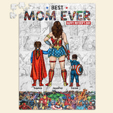 Load image into Gallery viewer, Best Mom Ever - Personalized Superhero Jigsaw Puzzle Gift for Mother&#39;s Day Jigsaw Puzzles PopCulturePrints
