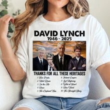 Load image into Gallery viewer, David Lynch Tribute Shirt - Celebrating a Legacy in Film and Art Shirts PopCulturePrints
