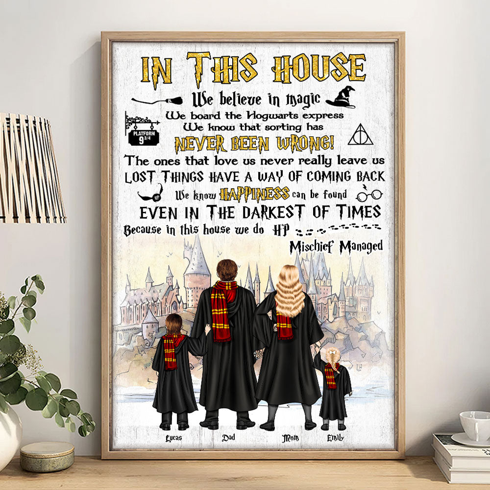 Personalized Harry Potter Family Print - In This House We Believe in Magic