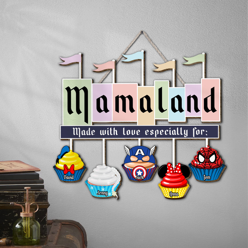 Customizable 'Mamaland' Wood Sign for Moms - Personalized Gift Wood Sign PopCulturePrints