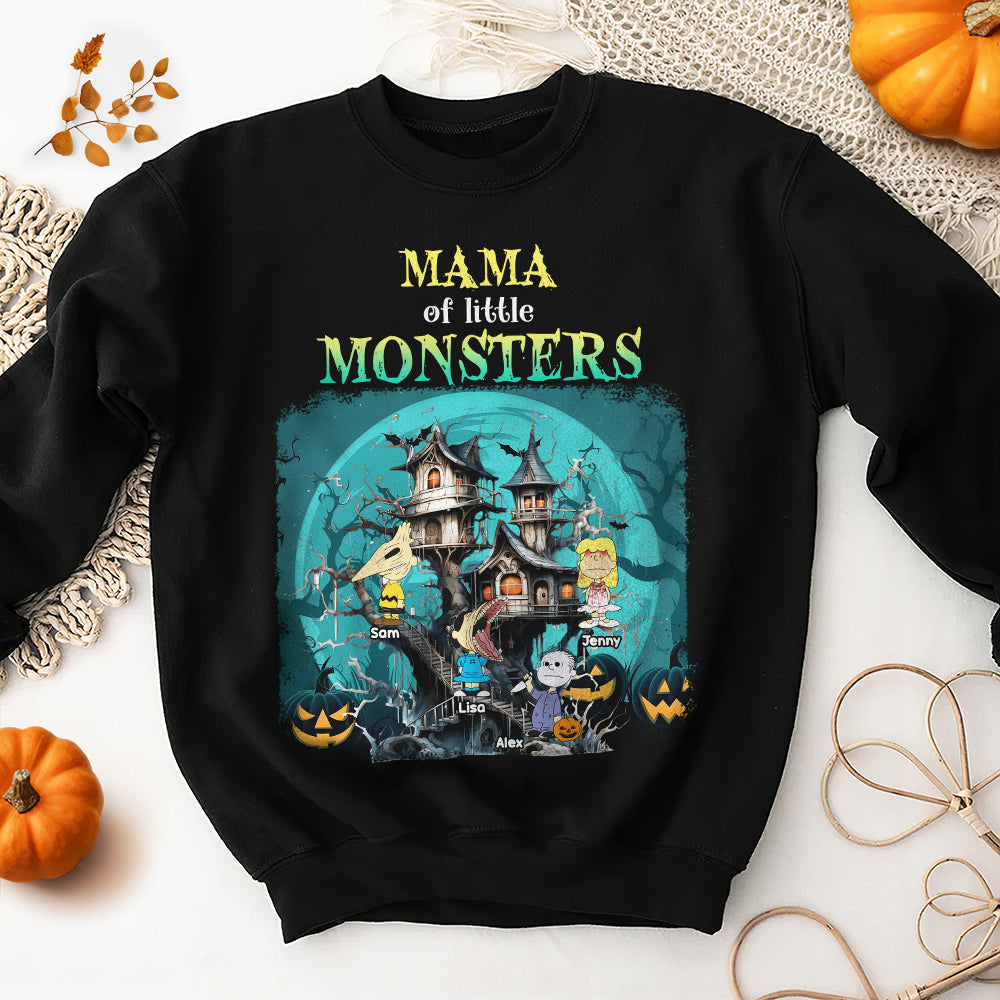 Personalized Mama of Little Monsters Sweatshirt - Custom Names Halloween Design