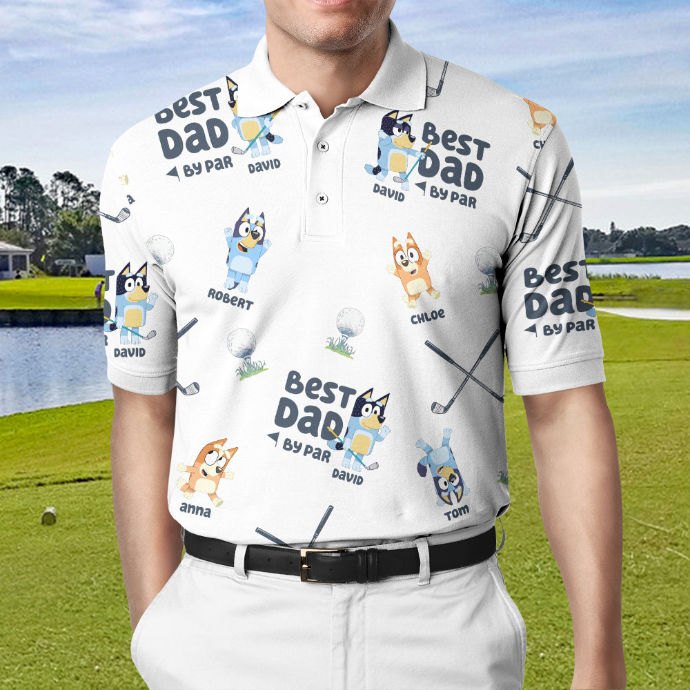 Custom 3D Golf-Themed Polo Shirt for Dad – Best Dad By Par Polo Shirts PopCulturePrints