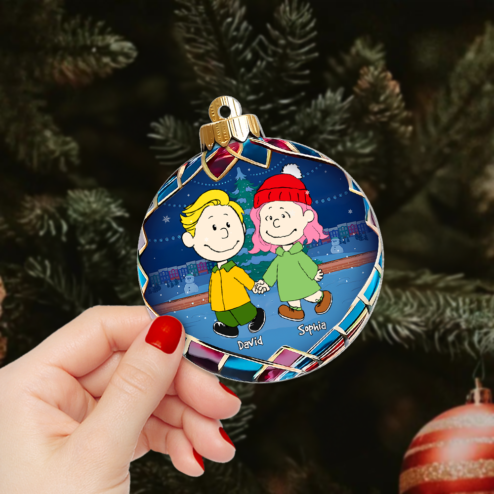 Custom Cartoon Couple Christmas Ornament