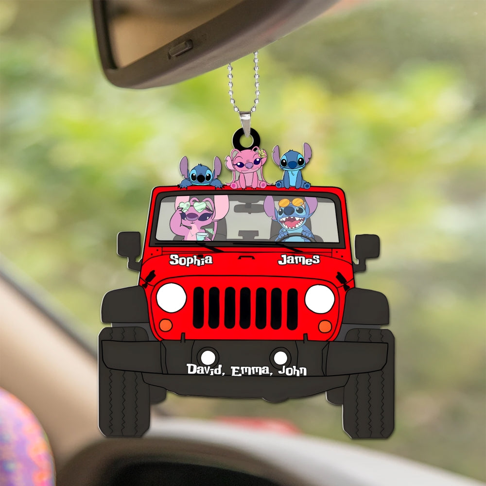 Personalized Family Car Ornament - Lilo & Stitch Theme