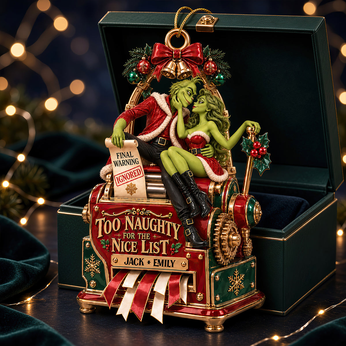 “Too Naughty for the Nice List” - Playful Couple Acrylic Ornament, Personalized Gift for Couples