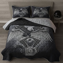 Load image into Gallery viewer, &quot;Unleash Your Inner Rebel with Every Ride&quot; - Edgy &amp; Bold Motorcycle Engine Quilt Bed Set, Personalized Gifts for Bikers Blanket PopCulturePrints

