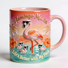 Load image into Gallery viewer, Flamingo Mom with Kids Accent Mug - Personalized Gifts for Mom Coffee Mug PopCulturePrints
