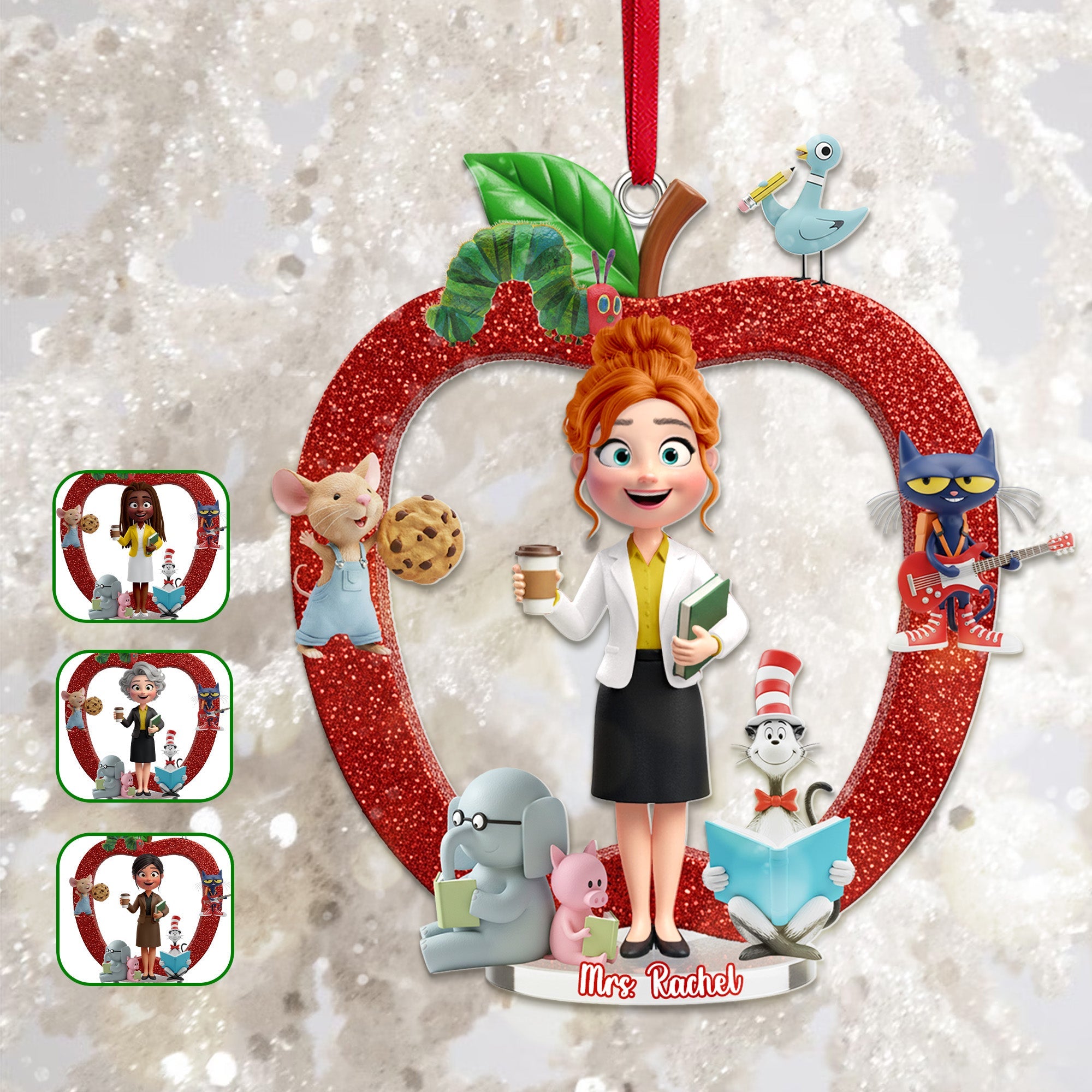 Celebrate Your Teacher: Personalized Teacher Apple Ornament - Custom Gift for Educators Ornament PopCulturePrints