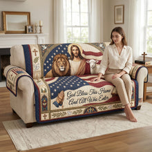 Load image into Gallery viewer, God Bless This Home And All Who Enter - Personalized Quilted Sofa Cover
