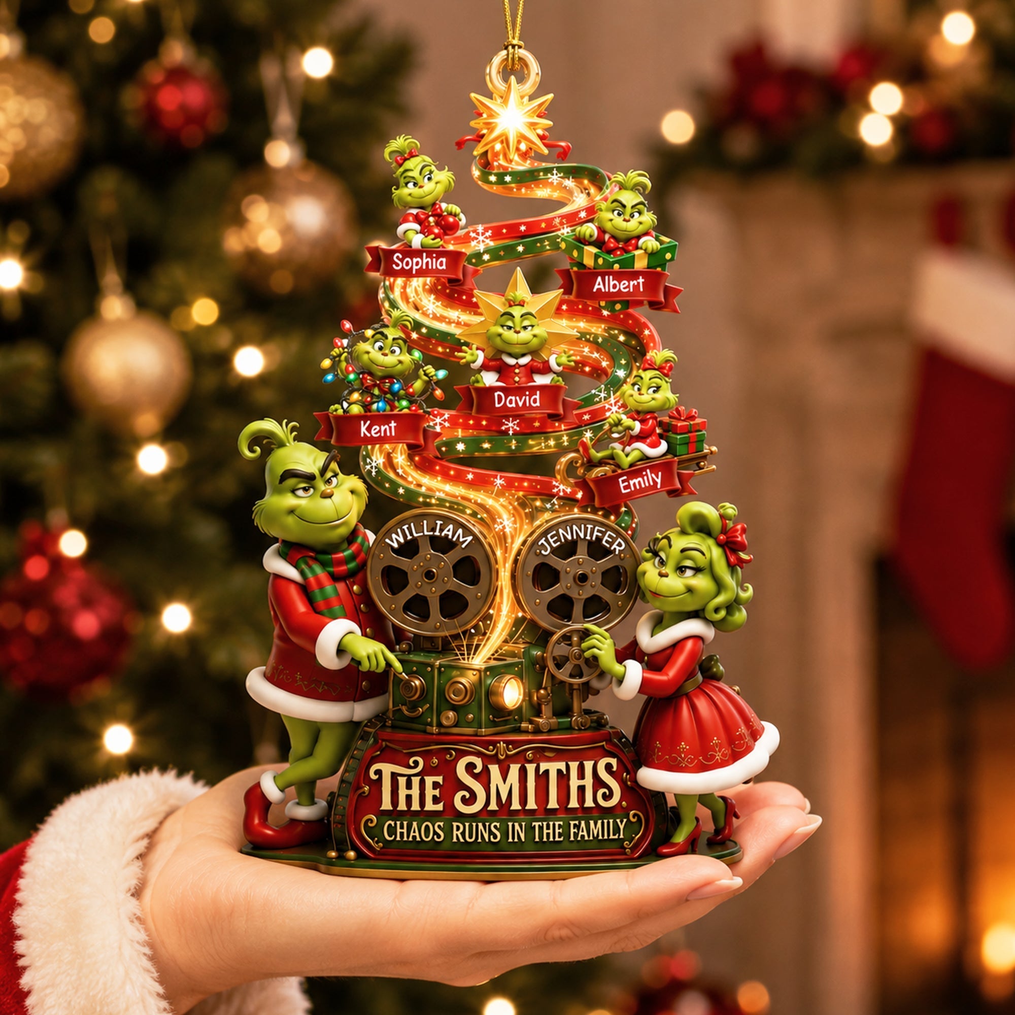 Mischievous Santa Family Ornament - Personalized Christmas Gifts 06HAQN210826 Ornament PopCulturePrints
