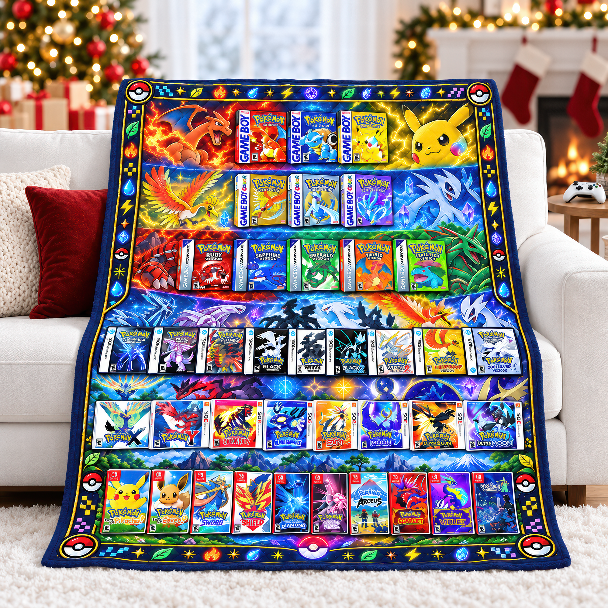 Catch the Fire: Creature Card Blanket - A Personalized Gift for Pokémon Fans Blanket PopCulturePrints