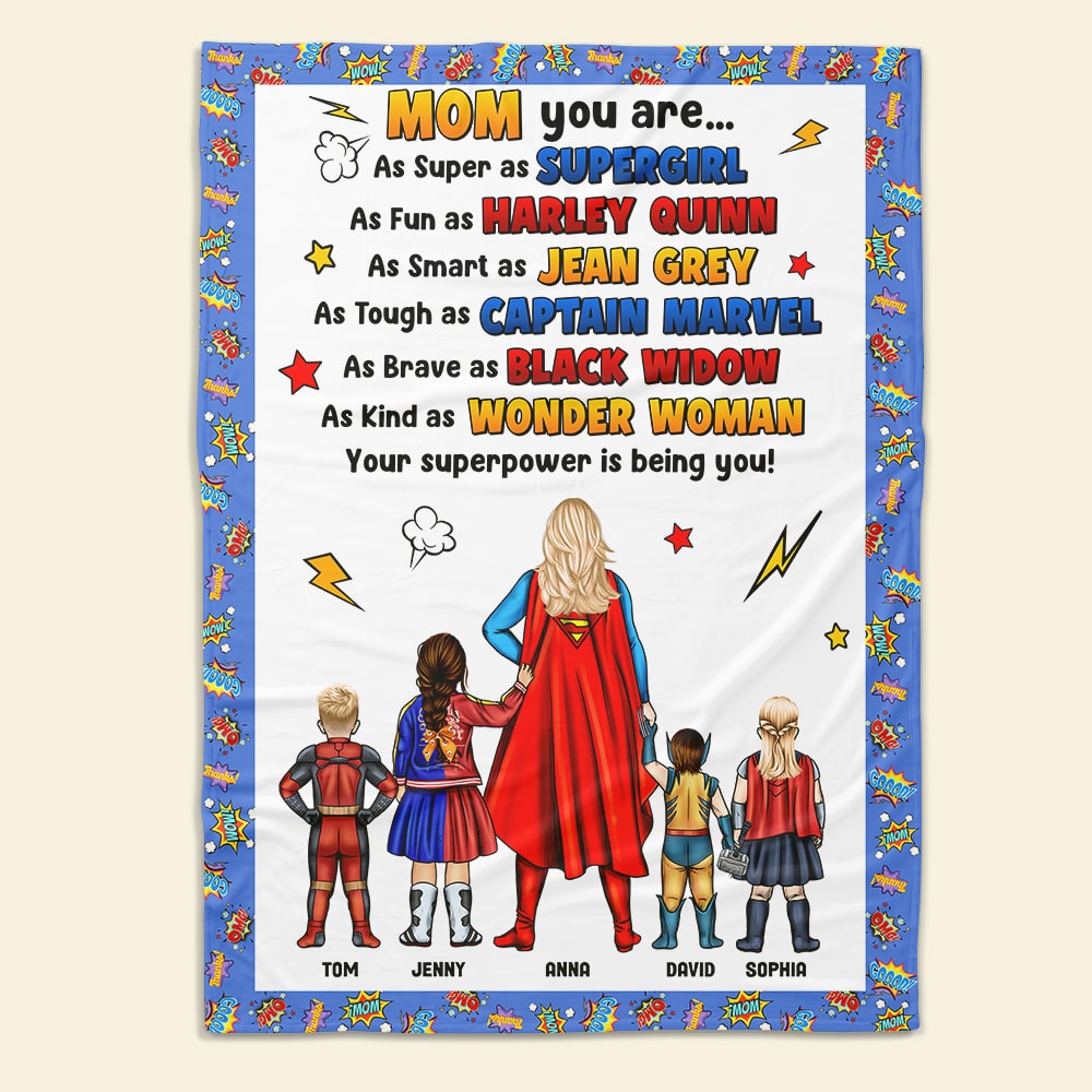 Supermom Personalized Blanket - Custom Mother's Day Gift Blanket PopCulturePrints