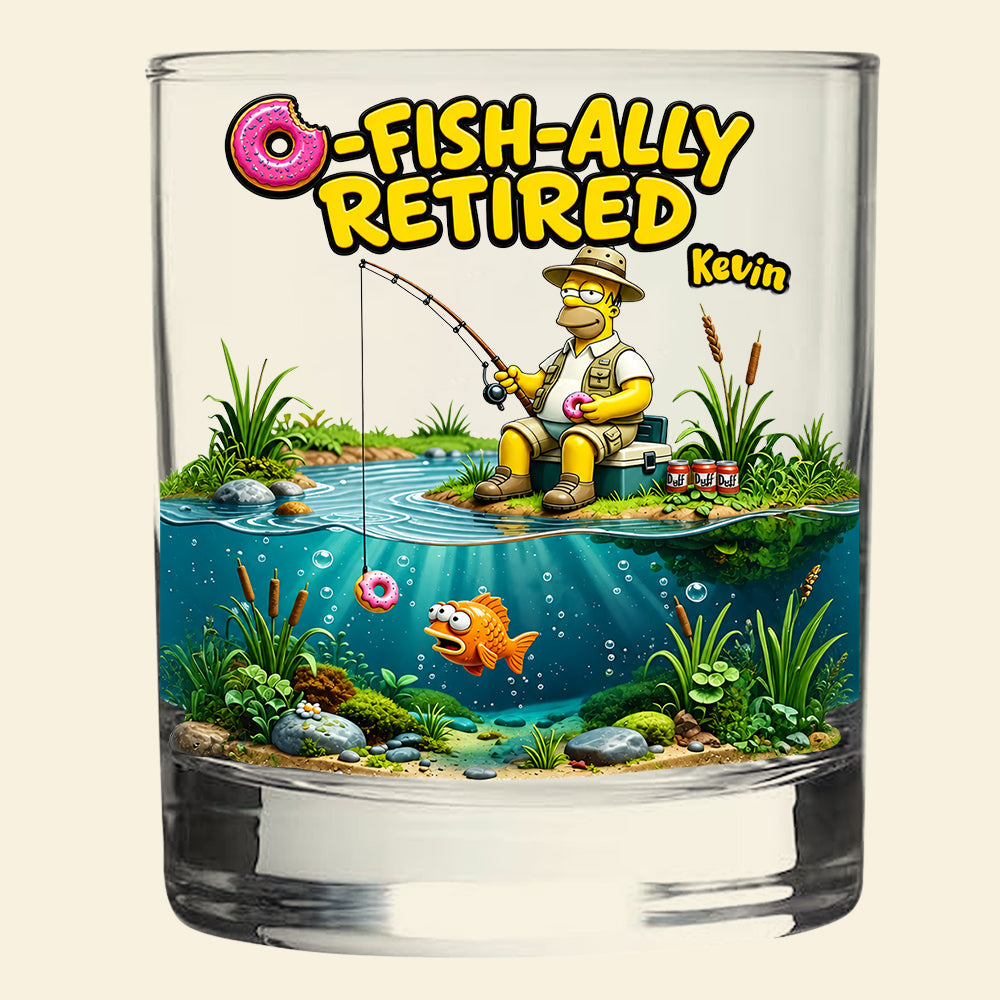Retired, Fishing Fun Awaits - Personalized Retirement Round Glass