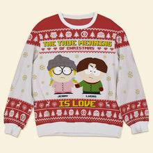 Load image into Gallery viewer, Personalized Couple Ugly Christmas Sweater - True Meaning of Love
