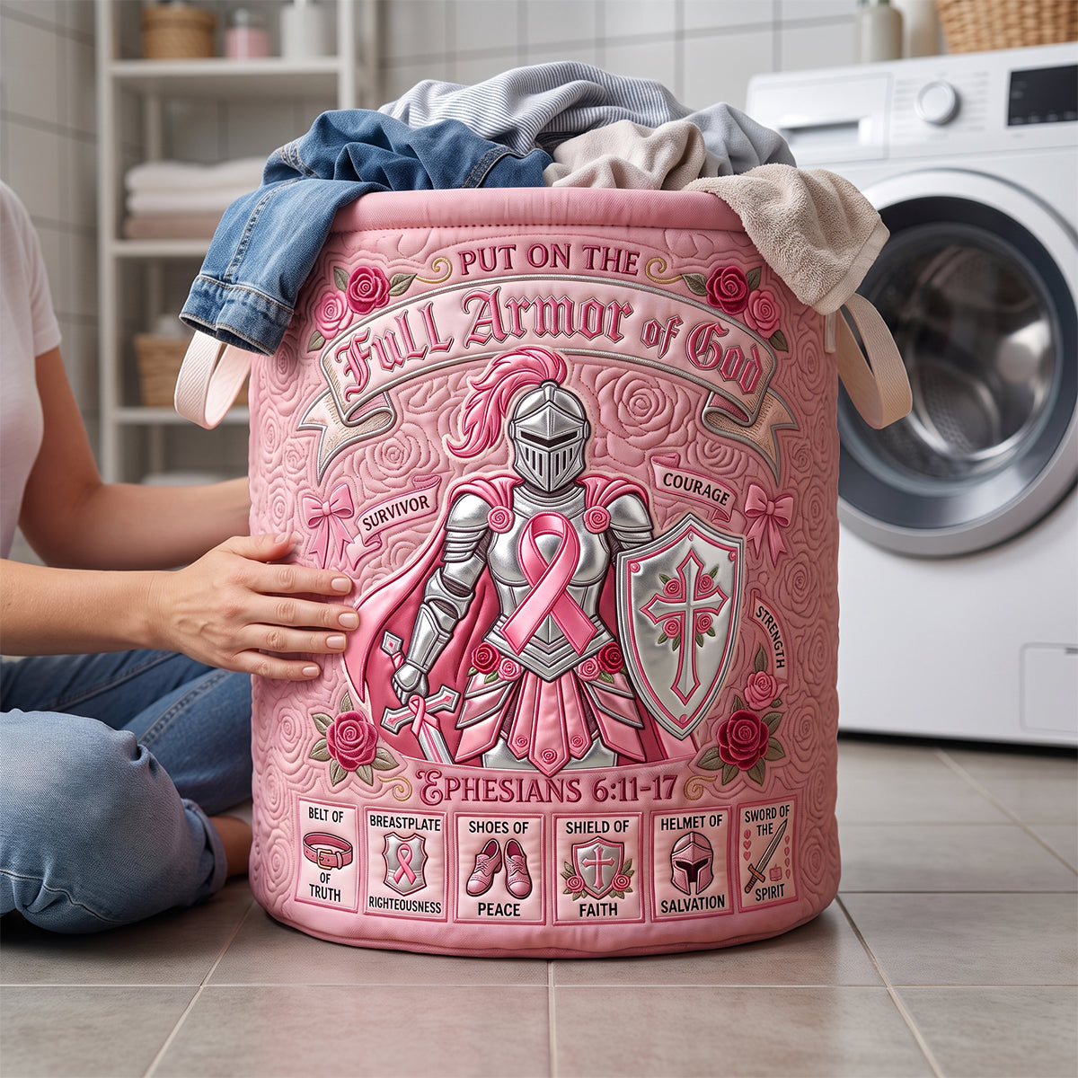 Full Armor of God Quilted Laundry Basket - Personalized Gifts For Christian 04padh100726 Laundry Basket PopCulturePrints