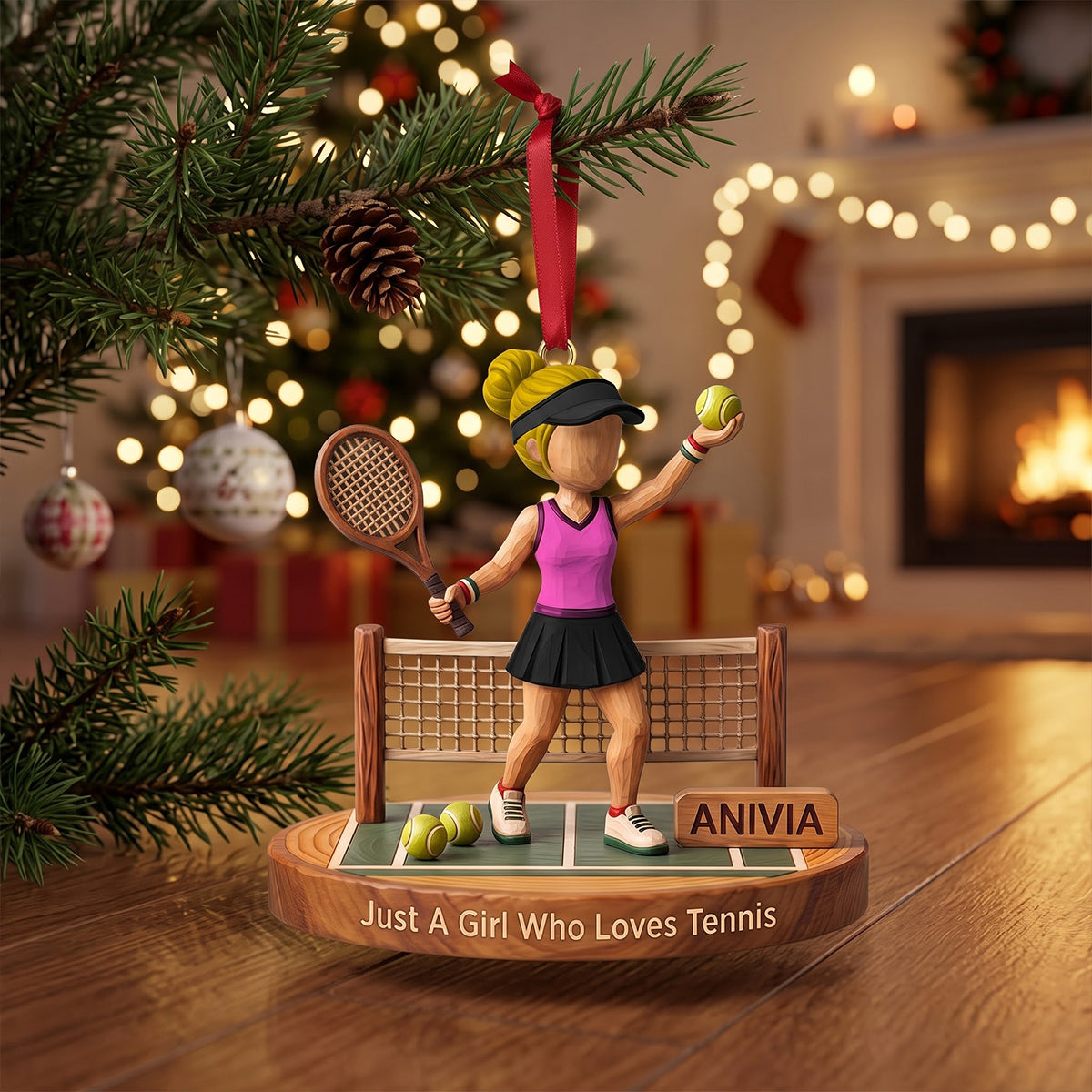 Just A Girl Who Loves Tennis - Personalized Christmas Ornament for Tennis Lovers