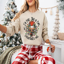 Load image into Gallery viewer, Everything&#39;s Fine Christmas Lights Cozy Sweatshirt
