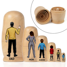 Load image into Gallery viewer, “Embrace Your Sci-Fi Family Adventure!” - Sci-fi Theme Family Nesting Dolls - Personalized Gifts For Family Wooden Nesting Dolls PopCulturePrints
