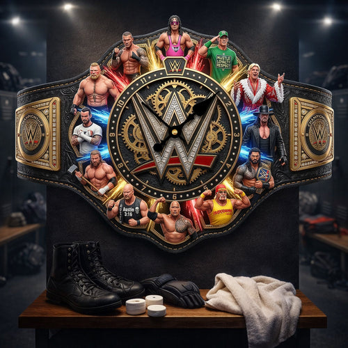 Keep Time with Power: Arena Fighter Champions Personalized Wall Clock - Unique Gift for WWE Fans and Collectors Hanging Wall Clock PopCulturePrints