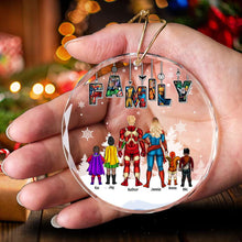 Load image into Gallery viewer, Personalized Superhero Family Christmas Ornament Ornament PopCulturePrints
