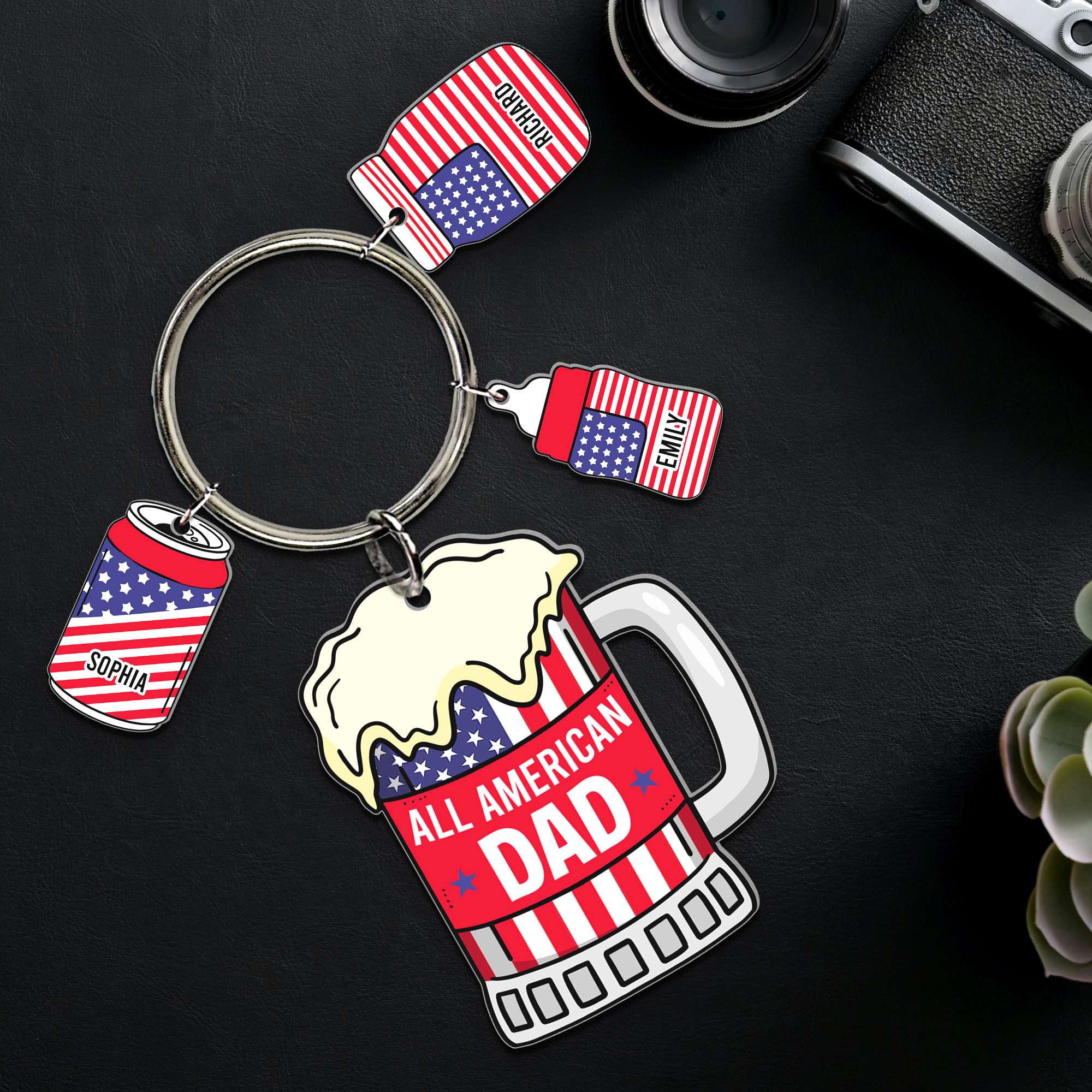 Custom American Dad Keychain - Personalized Beer Mug Design Keychains PopCulturePrints