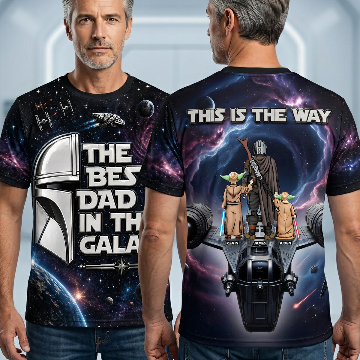 The Best Dad In The Galaxy - Personalized Shirt for Dad | Unique Father's Day Gift AOP Products PopCulturePrints