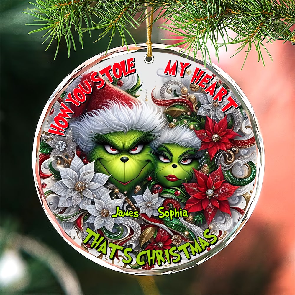 Personalized Grinch Christmas Ornament for Couples - Valentine's Day Gifts Ornament PopCulturePrints