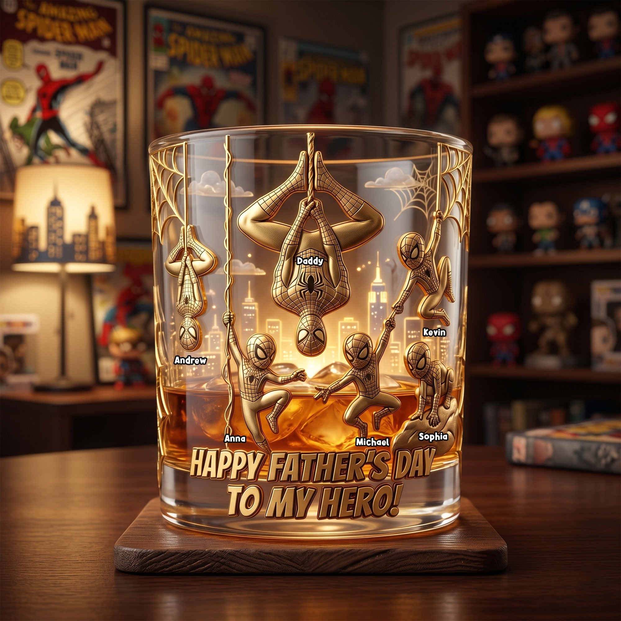 To My Hero: A Personalized Father And Kids Glass Mug - Perfect Gift for Dads and Grandpas Glass PopCulturePrints