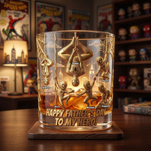 Load image into Gallery viewer, To My Hero: A Personalized Father And Kids Glass Mug - Perfect Gift for Dads and Grandpas Glass PopCulturePrints
