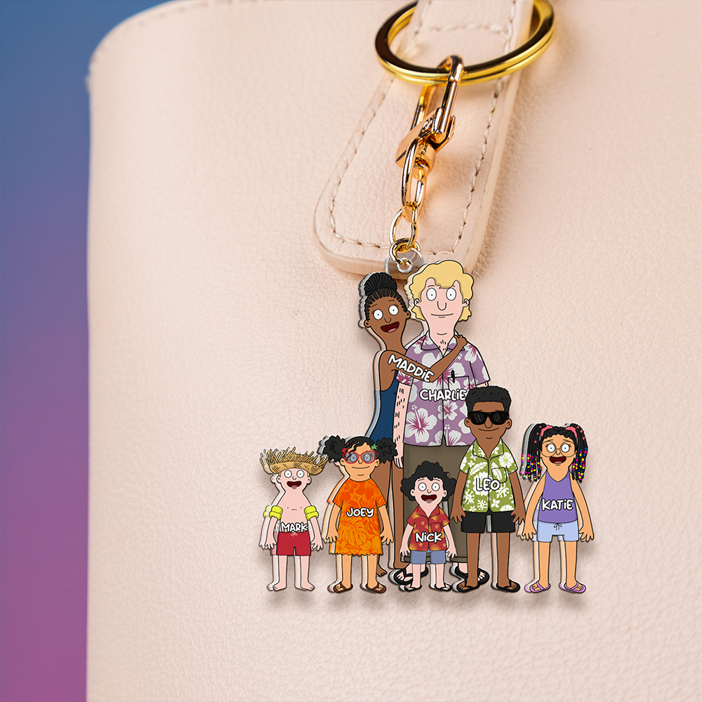 Personalized Family Keychain - Custom Cartoon Design Keychains PopCulturePrints